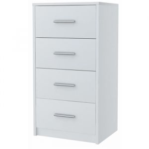 Commode BODO 4S BLANC 40cm &eacute;tag&egrave;re tiroirs