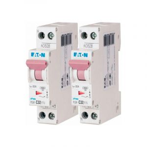 Eaton Lot de 2 disjoncteurs 32A plg, Ph+N 4,5kA (en 60898) courbe c