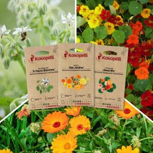 Sachet de graines bio &agrave; semer -Fleurs comestibles - 3 sachets de graines bio &agrave; semer