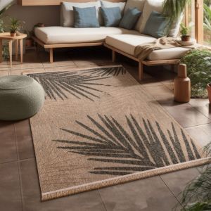 Paco Home - Tapis Exterieur Terrasse Salon Cuisine Motif Boho Motif Fleuri Geometrique 80x150 cm, Beige 2