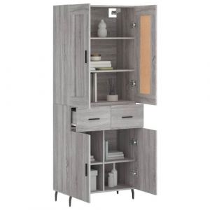 VidaXL Buffet haut Sonoma gris 69,5x34x180 cm Bois d'ing&eacute;nierie