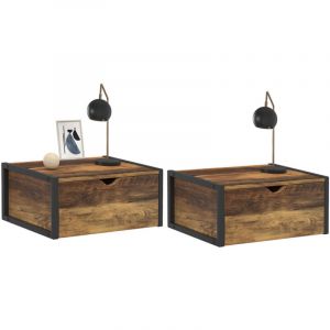 Idmarket Lot de 2 tables de chevet murales hawkins étagère suspendue design industriel
