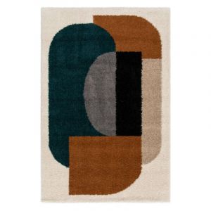 Bobochic Tapis shaggy ezio motif abstrait 200x290 Orange