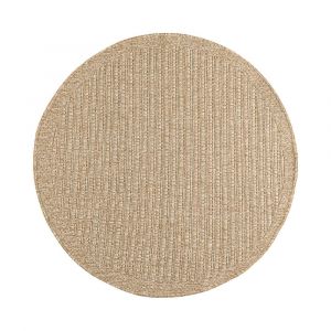 Tapis ext&eacute;rieur rond - 160cm - naturel - 100% polypropyl&egrave;ne r&eacute;sistant aux UV - 1400 gr/m2 - EDEN