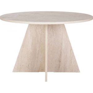Table &agrave; manger ronde effet travertin 5 &agrave; 6 pers. &Oslash;120 cm - Norae
