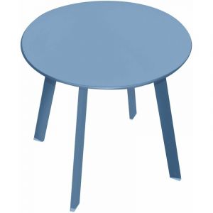 Sunnydays Table d'appoint en m&eacute;tal ronde mod&egrave;le Mistral - Diam. 50 cm. - Bleu Temp&ecirc;te - Bleu