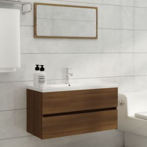 Image de VidaXL Armoire de lavabo Ch&ecirc;ne marron 90x38,5x45 cm Bois d'ing&eacute;nierie