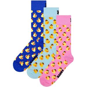 Happy socks Lot de 3 chaussettes durables - Coffret cadeau en forme de canard en caoutchouc pour homme et femme - Taille 36-40