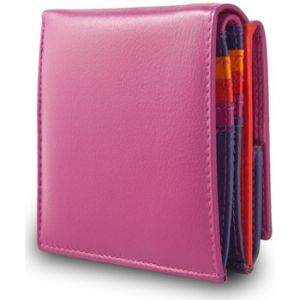 Dudu Portefeuille en Cuir Multicolore Porte-Cartes et Monnaie de Fuchsia