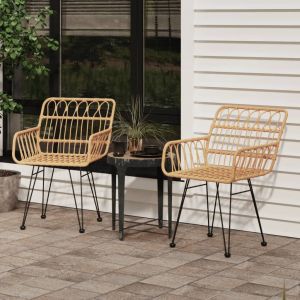 VidaXL Chaises de jardin 2 pcs et accoudoir 56x64x80 cm Résine tressée