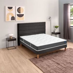 Bultex Ensemble matelas nano et mousse bodysoft ESSENTIAL, sommier Vigoroso gris fumé et pieds