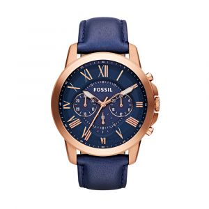 Fossil Homme Montre Analogique Quartz avec Bracelet Cuir Bleu FS4835IE