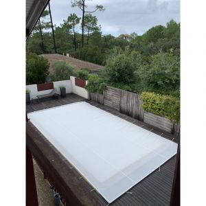 Bâche Hivernage Filet Blanc 350 g/m² Traitée Anti-UV 9,70 x 4,70 m pour Piscine Max. 9 x 3,5 m - Fabrication Française Direct Usine