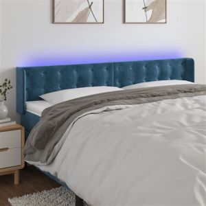 VidaXL Hoofdbord LED 203x16x78/88 cm fluweel donkerblauw3123740
