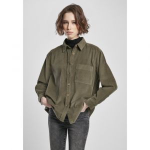 Urban classics Chemise Femme Corduroy Oversized (grandes Tailles) 2XL olive