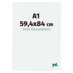 Your Decoration - A1 59.4x84 cm - Cadre Photo en Plastique Avec Verre acrylique - Anti-Reflet - Excellente Qualité - Blanc Brillant - Cadre
