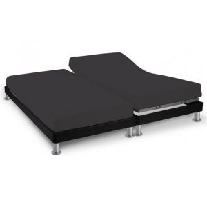 Terre de Nuit Drap housse gris souris TPR jersey extensible 2x90x200 - Anthracite