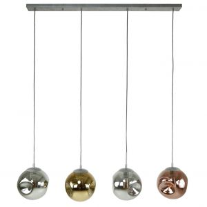 Pier Import - Suspension de table multiple en verre déformé or, cuivre et chrome niagara