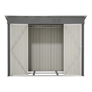 Abri de jardin métal 229x110x182cm,HABITAT ET JARDIN, Gris.