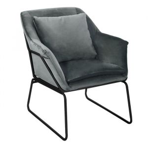 Josie Fauteuil rembourré Fauteuil d'appoint Gris Canapé Simple Fauteuil Relax Velours - Svita