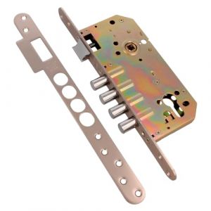 Amig - Serrure &agrave; mortaise Mod.101 BASE pour portes en bois d'entr&eacute;e | Avec poign&eacute;e r&eacute;versible | Pour poign&eacute;es carr&eacute;es 8 mm | En acier chrom&eacute; mat