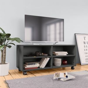 Image de VidaXL Meuble TV avec roulettes Gris 90 x 35 x 35 cm Aggloméré