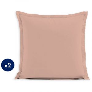 Lot de 2 taies carrées 100% coton Rose 63x63 cm