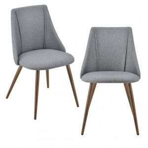 Lot de 2 chaises de salle à manger cuisine rembourrée en textile pieds métal siège fauteuil de salon 83 cm gris 03_00057