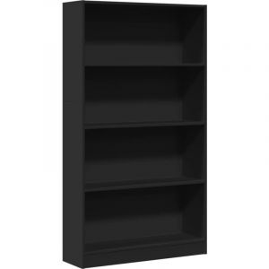 VidaXL Bibliothèque noir 80x24x143 cm bois d'ingénierie, étagère à livres, porte-livres, support à livres, armoire de rangement, étagère de rangement