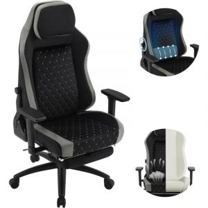 Woltu - Chaise Gaming, Chaise de Bureau, Chaise de Course en Velours, Noir + Gris