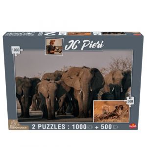 Goliath Puzzle - Collection JC Pieri - Eléphants (Namibie) et Lionceaux (Tanzanie)