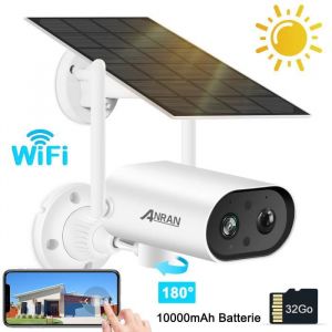 ANRAN Caméra de Surveillance sans fil extérieur à batterie Panneau Solaire Wifi 1080P Détection PIR Audio Bidirectionnel caméra ip