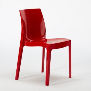 Grand Soleil Chaise Salle &agrave; Manger bar ICE en polypropyl&egrave;ne empilable | Rouge