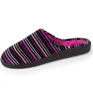 Isotoner Chaussons mules Femme Rayures Fuschia