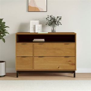 VidaXL Commode FLAM 110x40x80 cm bois de pin massif, commode, classeur, armoire de rangement, armoire, commodes, armoire coffre