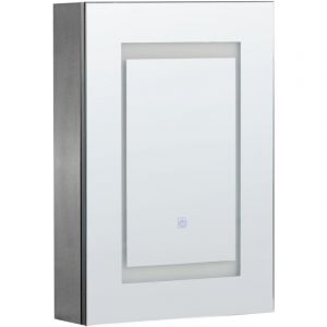 Beliani Armoire de Toilette Moderne 40 x 60 cm Murale avec Rangement Miroir led Noir Malaspina