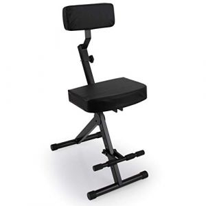 Pyle Chaise de Musicien, Chaise Pliante pour Piano/Guitare, Tabouret de Tambour, Siège et Dossier Rembourrés Régulables pour Performances Musicales, Noir