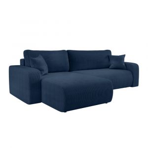 Loungitude Canapé d'angle max réversible et convertible en velours côtelé - Bleu
