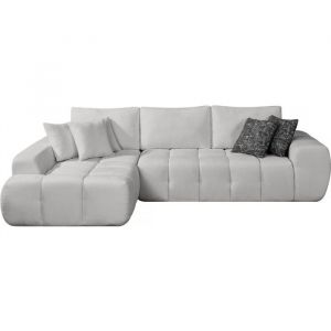 Habitat et Jardin Canap&eacute; d'angle gauche en tissu style bubble "Sidonie" - 4 places - Gris
