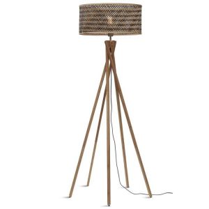 Image de Good & Mojo Lampadaire bambou abat-jour bambou naturel/noir, h. 146cm