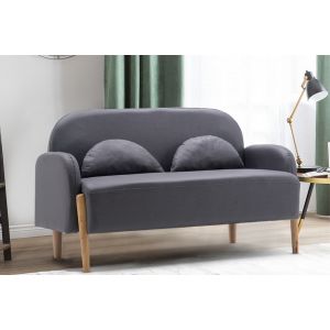 Concept-Usine Kido - Canap&eacute; 2 Places Effet Cuir Gris Fonc&eacute;