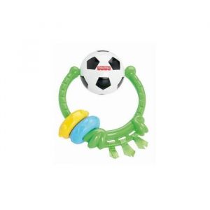 Fisher-Price Hochet anneau : balle de football - des 3 mois jouet d eveil bebe - developper sens du toucher - enfant - nouveaute
