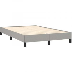 VidaXL Cadre de Lit, Lit Rembourr&eacute; avec Sommier &agrave; Lattes, Lit Double avec Pied, Lit Adulte de Chambre, Moderne, Gris Clair 120x190 cm Tissu