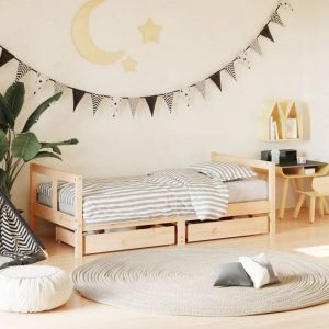 VidaXL Cadre de lit pour enfant et tiroirs 80x160cm bois de pin massif