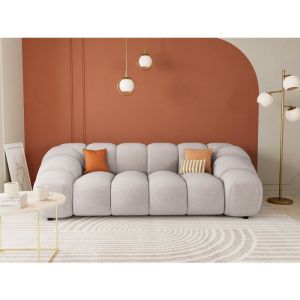 Lisa Design - Ava - canapé 3 places bubble en velours texturé - gris clair