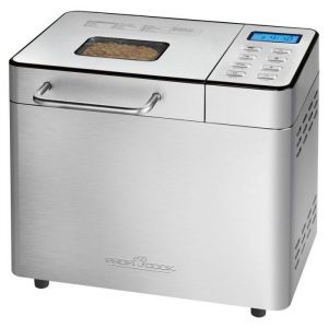 Proficook Machine à Pain PC-BBA1282 Inox en Acier Inoxydable, 3,1 L, 13 Programmes de Cuisson, Pétrissage, Levage, Cuisson, Fonction Maintien au Chaud, Contrôle du Brunissement, Accessoires Inclus