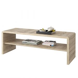 Image de Idimex Table Basse Noelle, Table de Salon rectangulaire ou Meuble TV de 120 cm avec 1 étagère Espace de Rangement Ouvert, en mélaminé décor chêne Sonoma