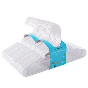 Songmics Cintres Enfant en Plastique, Lot de 30, Qualité supérieure, Modèle Enfant, Encoches et extrémités renforcées, Longueur 29,5 cm, Blanc CRP06W-30