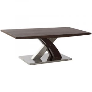 Pegane Table basse en bois et acier coloris marron / argente - longueur 120 x profondeur 60 x hauteur 43 cm -