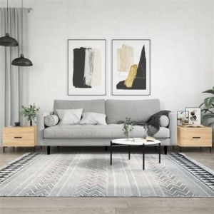 VidaXL Tables Basses 2 pcs, Tables d'Appoint avec Tiroir, Bouts de Canapé avec Pieds, Meubles de Rangement Salle de Séjour, Moderne, Chêne Sonoma Bois d'Ingénierie